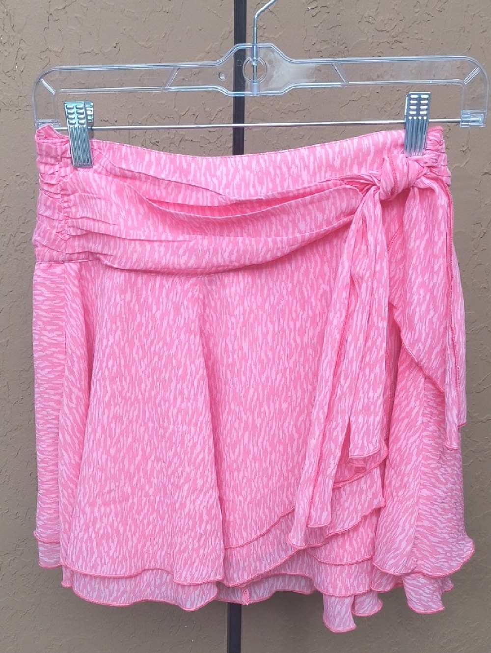 NWT aerie Pink Chiffon Tiered Wrap Mini Skirt Size Small